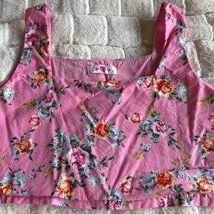 Buddy Love Pink Floral Square-Neck Crop Top & Matching skirt.